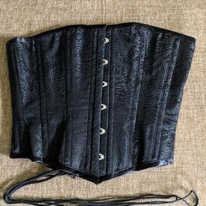 NWOT Black Brocade Corset - SMALL